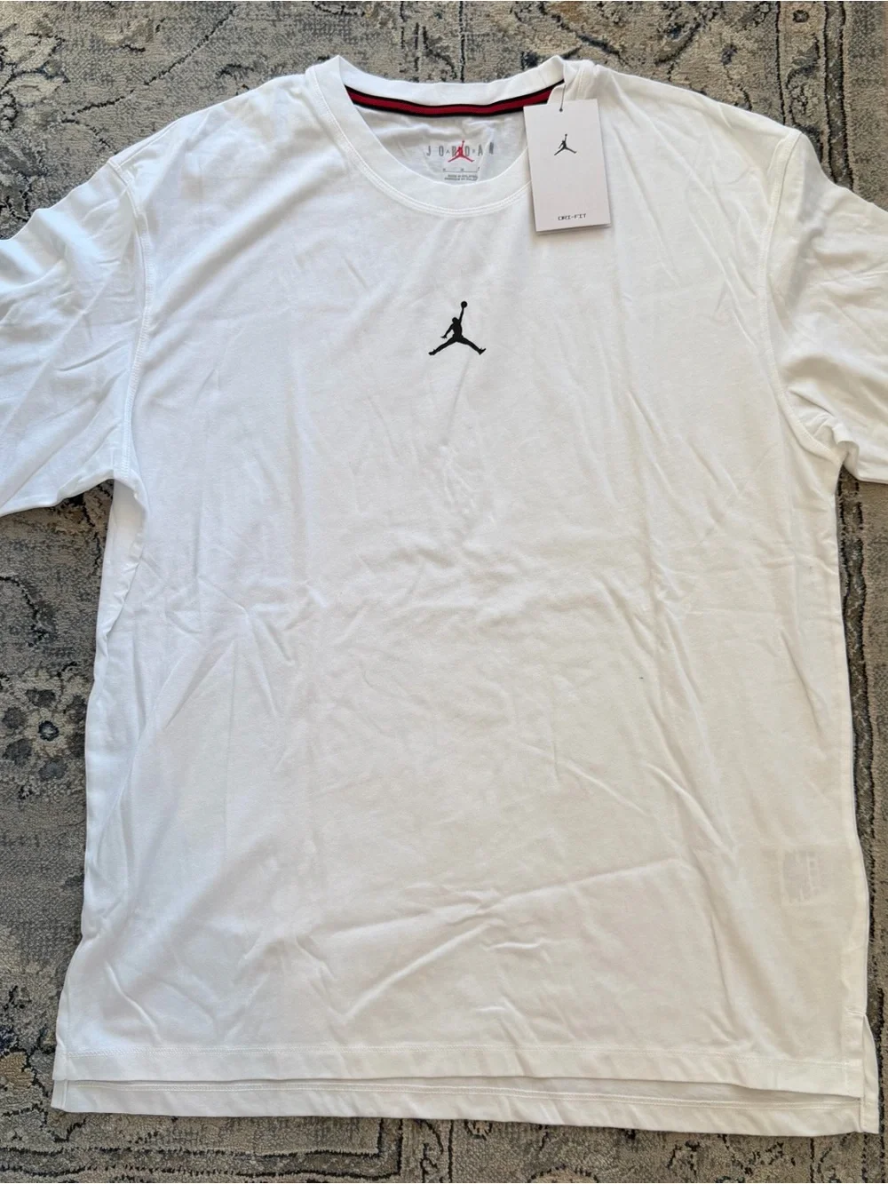 Jordan White Short Sleeve Tee with Black Jumpman Logo